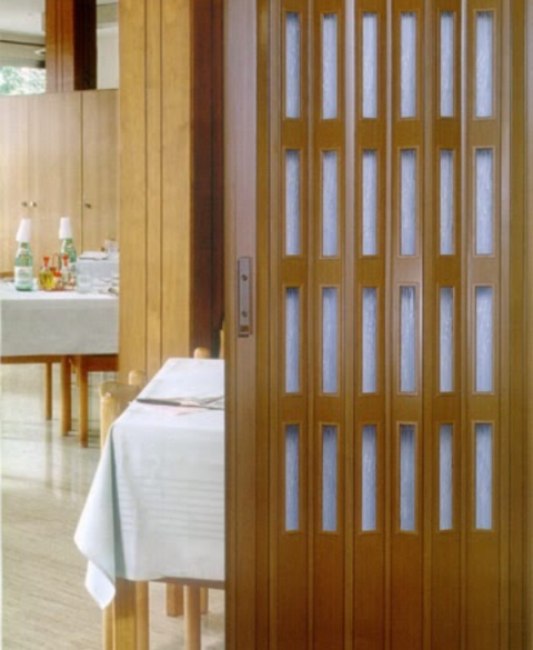 PVC Folding Door beige panel close-up