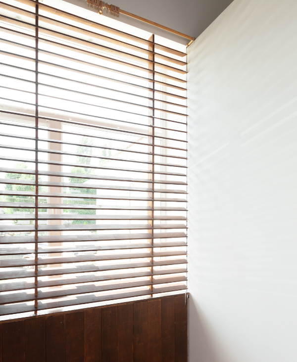 Wooden Blinds natural wood slats close-up